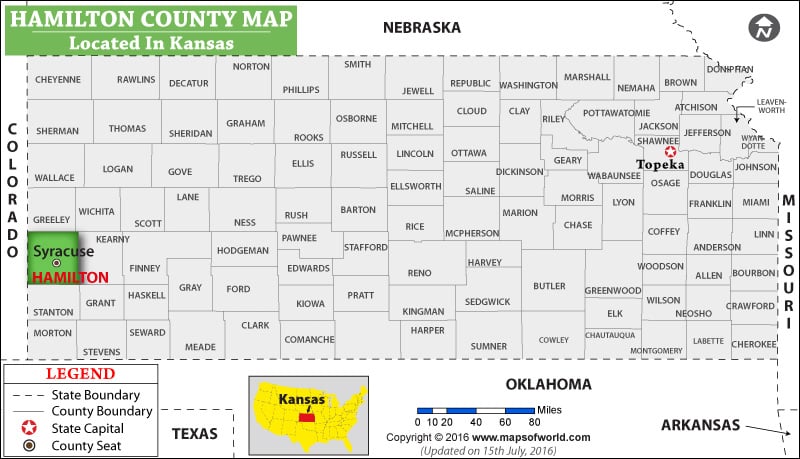 Hamilton County Map, Kansas