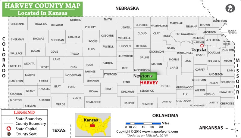 Harvey County Map, Kansas