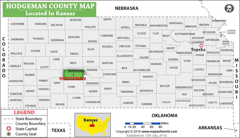 Hodgeman County Map, Kansas
