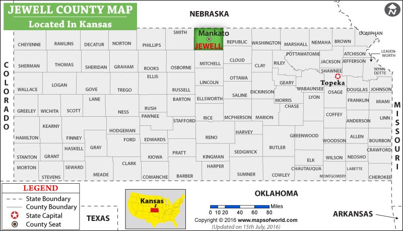 Jewell County Map, Kansas