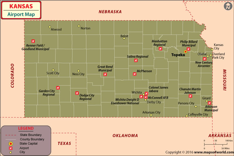 Kansas Airports Map