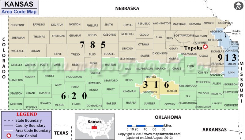 Kansas Area Code Map