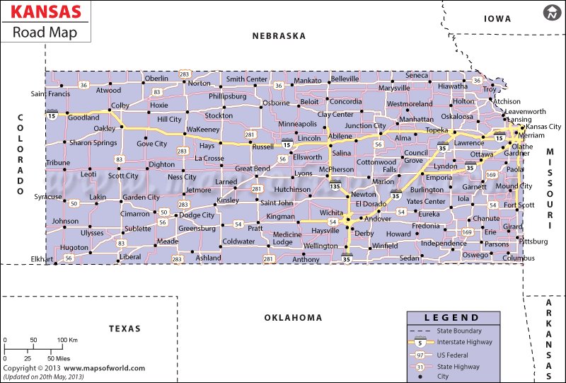 Kansas Road Map