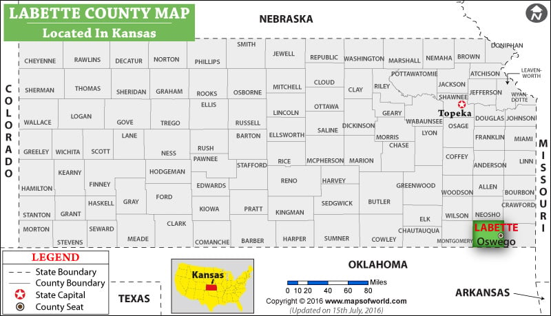 Labette County Map, Kansas