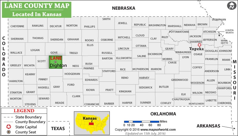 Lane County Map, Kansas