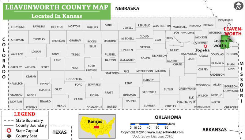 Leavenworth County Map, Kansas