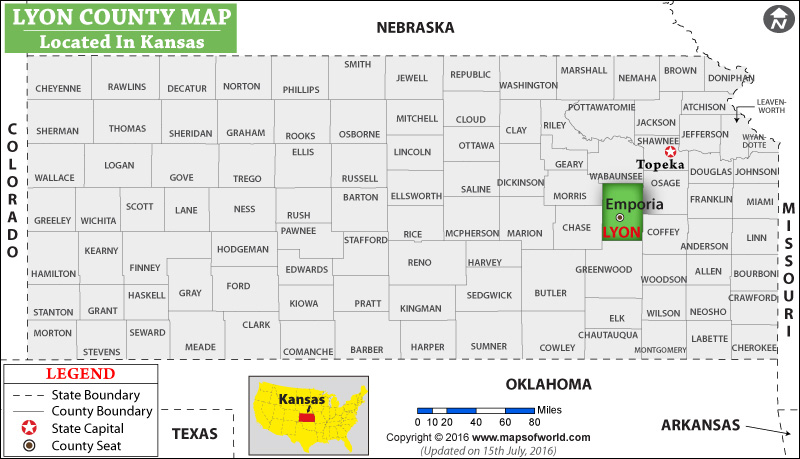 Lyon County Map, Kansas