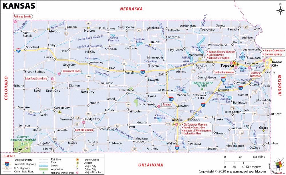 State Of Kansas Map Kansas (Ks) Map, Map Of Kansas Usa - Map Of World