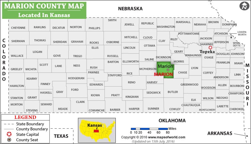 Marion County Map, Kansas