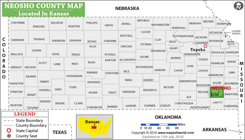 Neosho County Map, Kansas