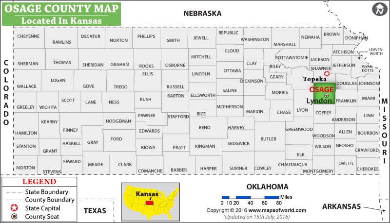 Osage County Map, Kansas