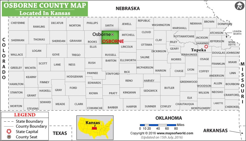 Osborne County Map, Kansas
