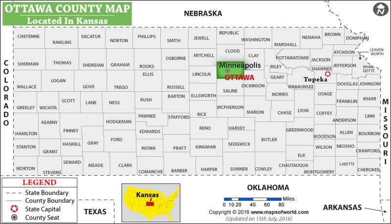 Ottawa County Map, Kansas