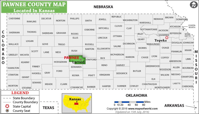 Pawnee County Map, Kansas