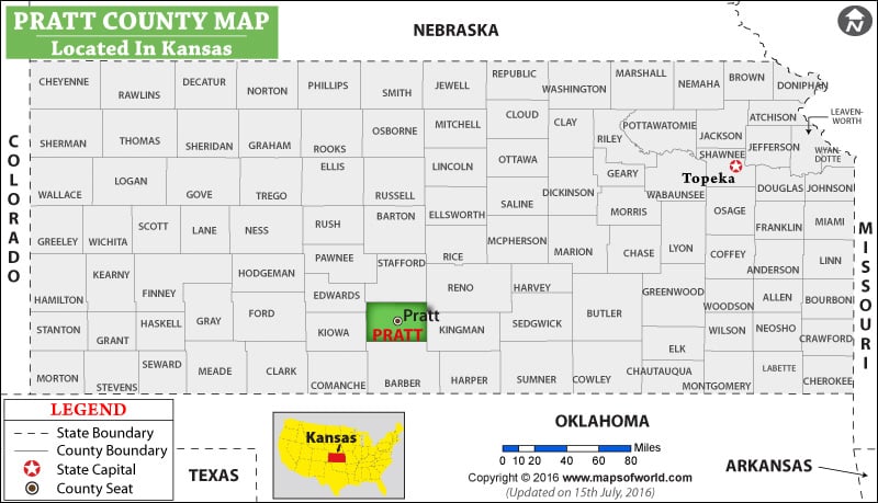 Pratt County Map, Kansas