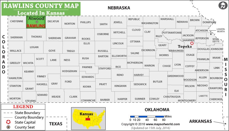 Rawlins County Map, Kansas