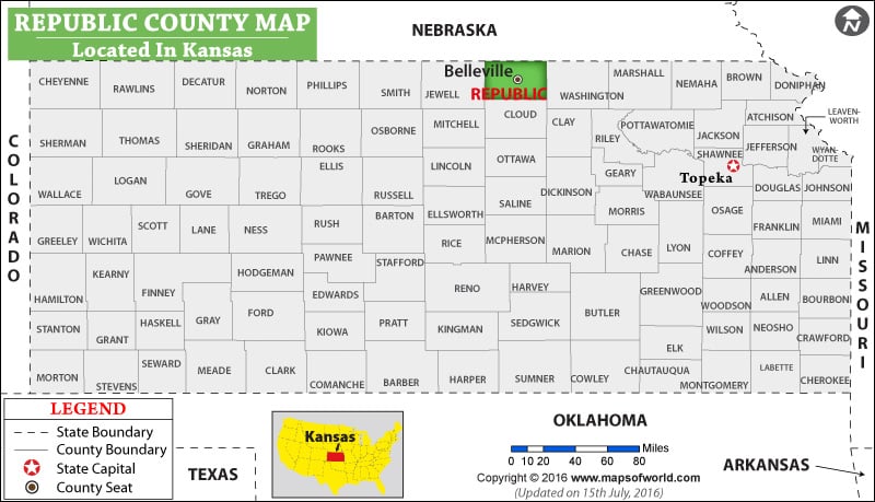 Republic County Map, Kansas