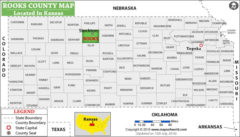 Rooks County Map, Kansas