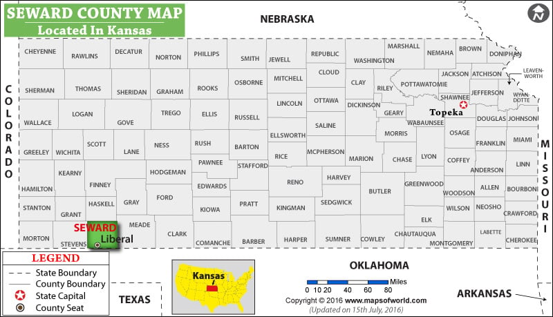 Seward County Map, Kansas