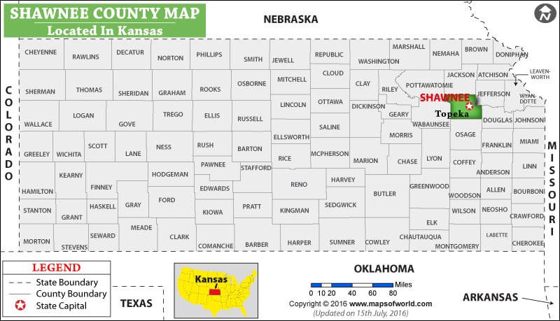 Shawnee County Map, Kansas