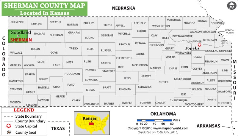 Sherman County Map, Kansas