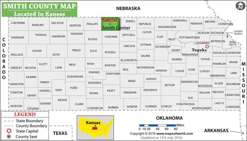 Smith County Map, Kansas