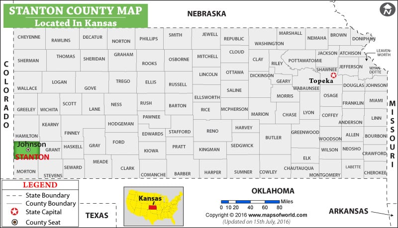 Stanton County Map, Kansas