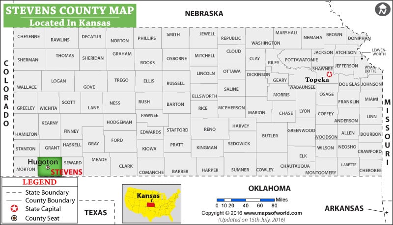 Stevens County Map, Kansas