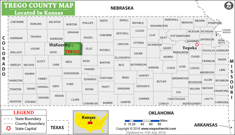 Trego County Map, Kansas