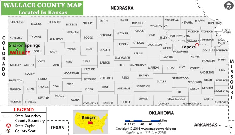 Wallace County Map, Kansas