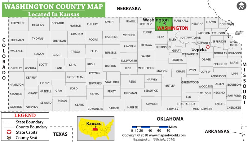 Washington County Map, Kansas