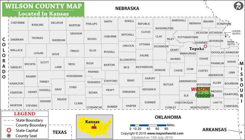 Wilson County Map, Kansas