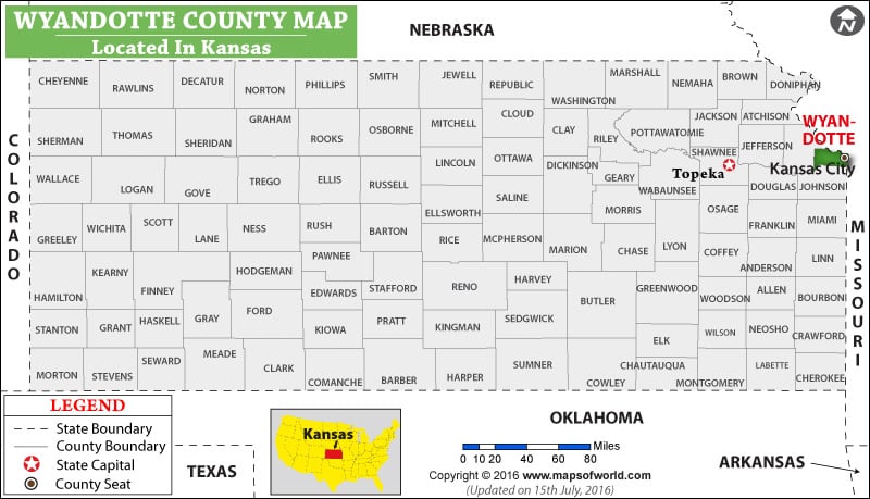Wyandotte County Map, Kansas