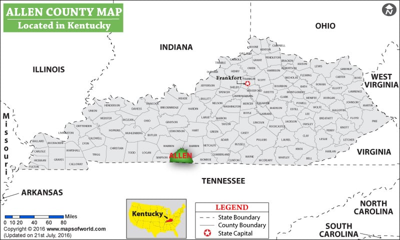 Allen County Map, Kentucky