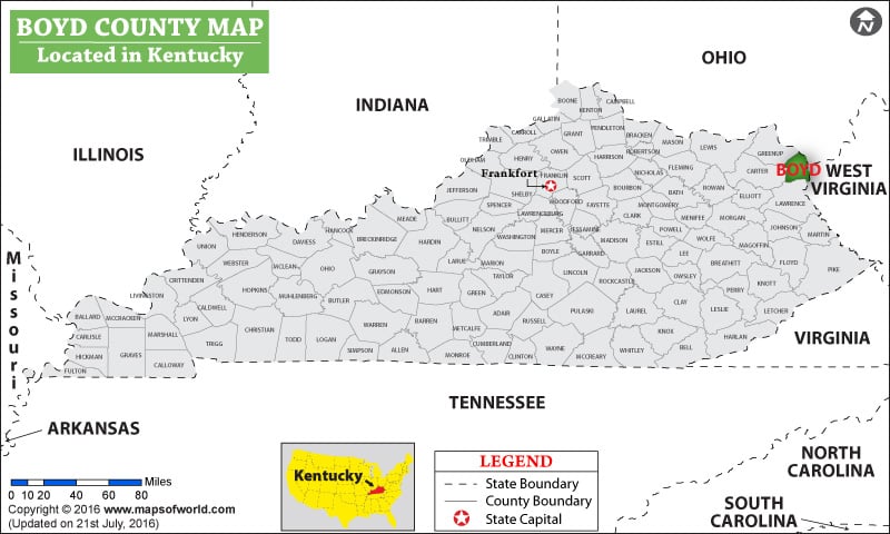 Boyd County Map, Kentucky