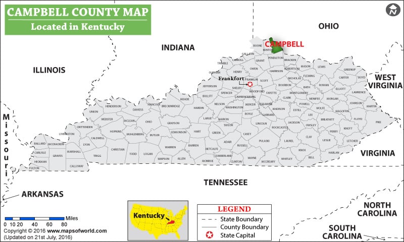 Campbell County Map, Kentucky