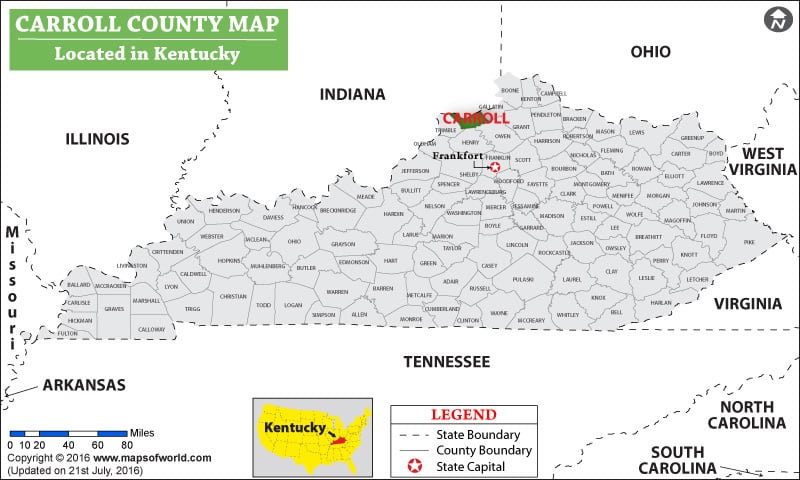Carroll County Map, Kentucky