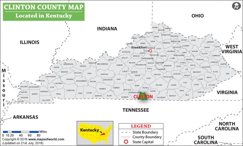 Clinton County Map, Kentucky