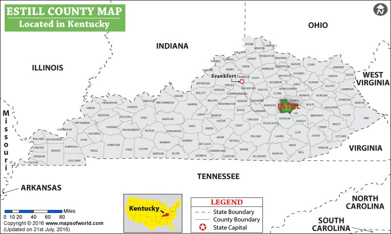 Estill County Map, Kentucky
