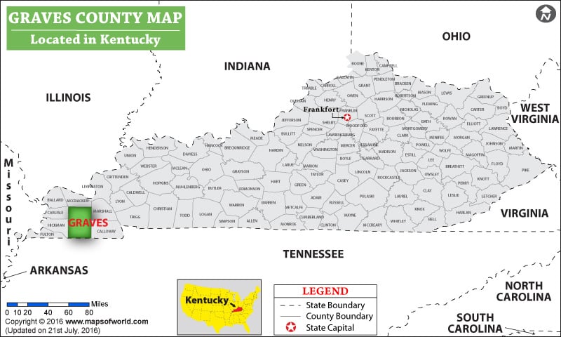 Graves County Map, Kentucky