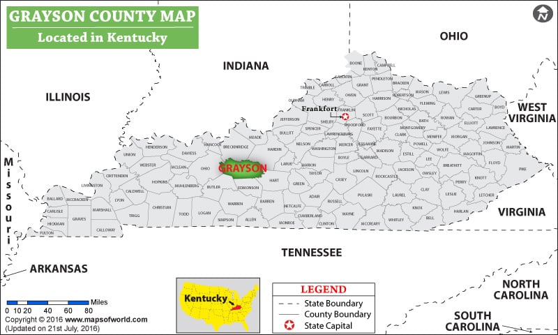 Grayson County Map, Kentucky