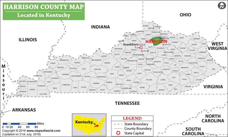 Harrison County Map, Kentucky
