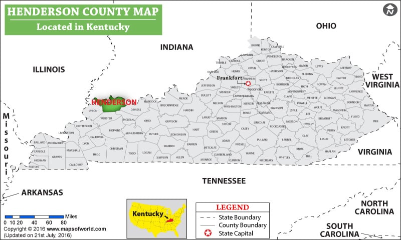 Henderson County Map, Kentucky