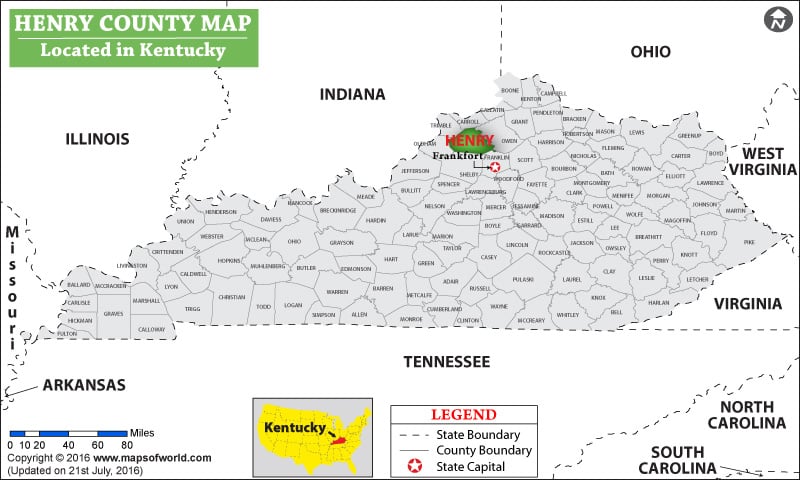 Henry County Map, Kentucky