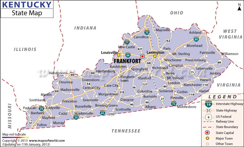 State Map of Kentucky