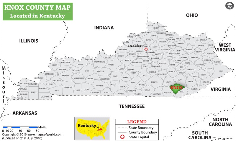 Knox County Map, Kentucky
