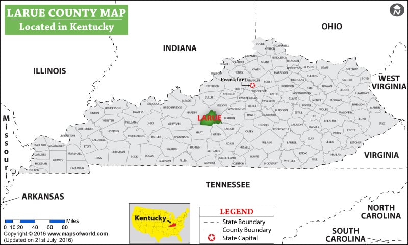 Larue County Map, Kentucky