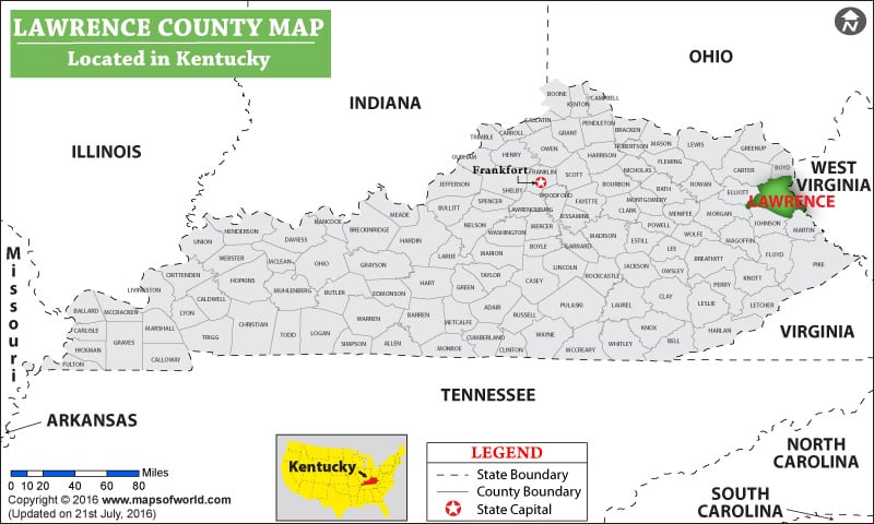Lawrence County Map, Kentucky