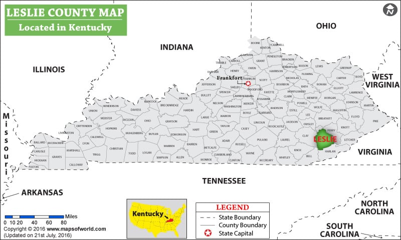 Leslie County Map, Kentucky