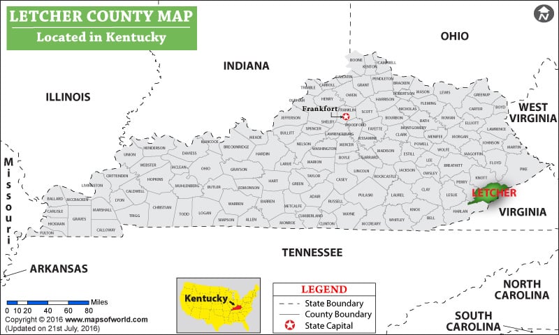 Letcher County Map, Kentucky
